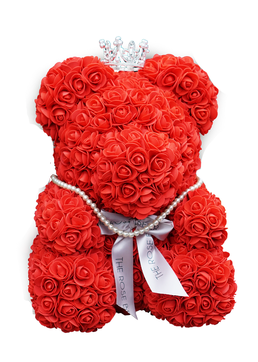 Rose teddy online bear with crown