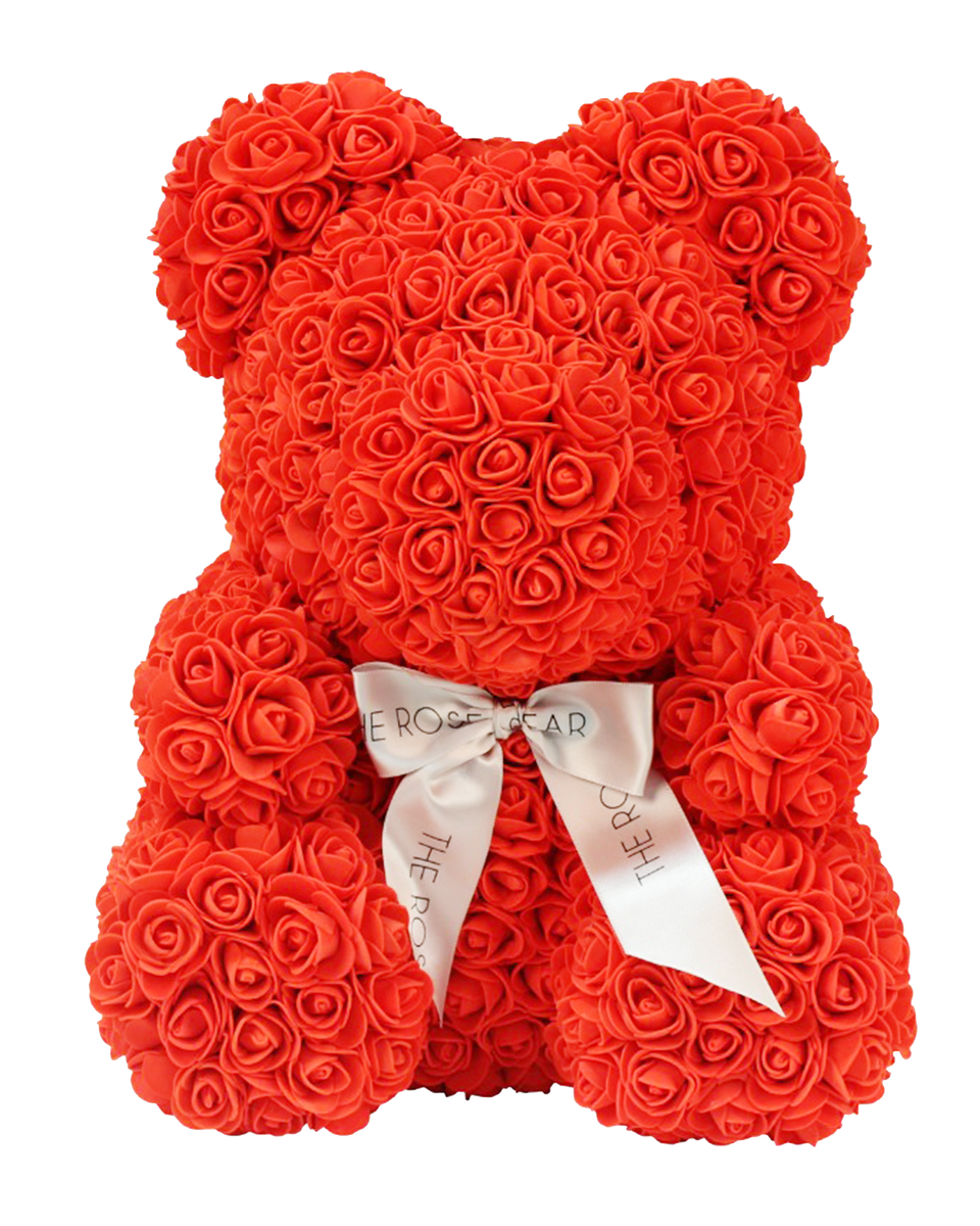 Bear covered in top roses