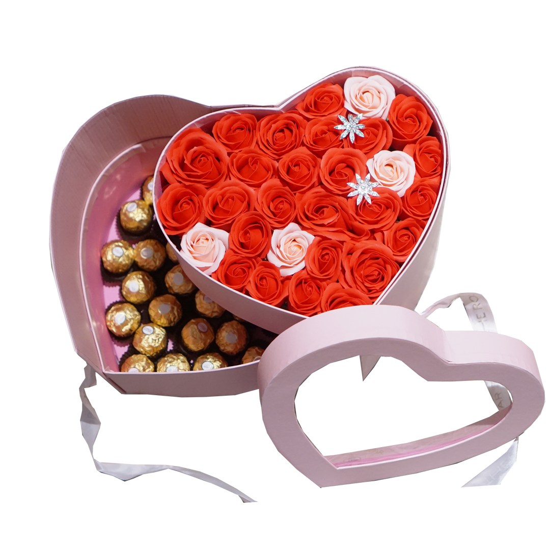 Double Layered Roses and Chocolate Box The Rose Bear
